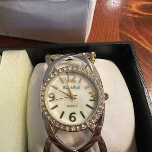 Women's Silver Watch with Crystal Accents